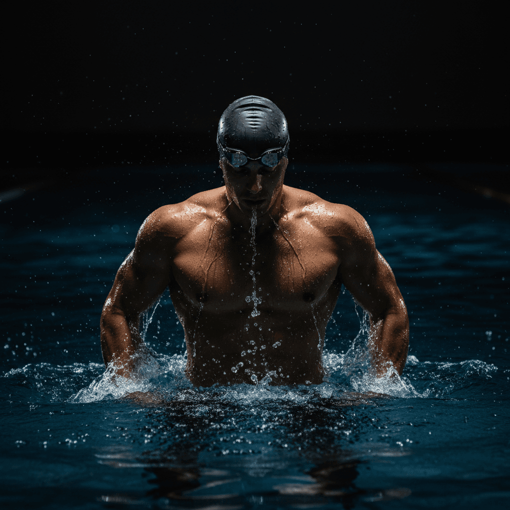 Swimmer surfacing mid-lap